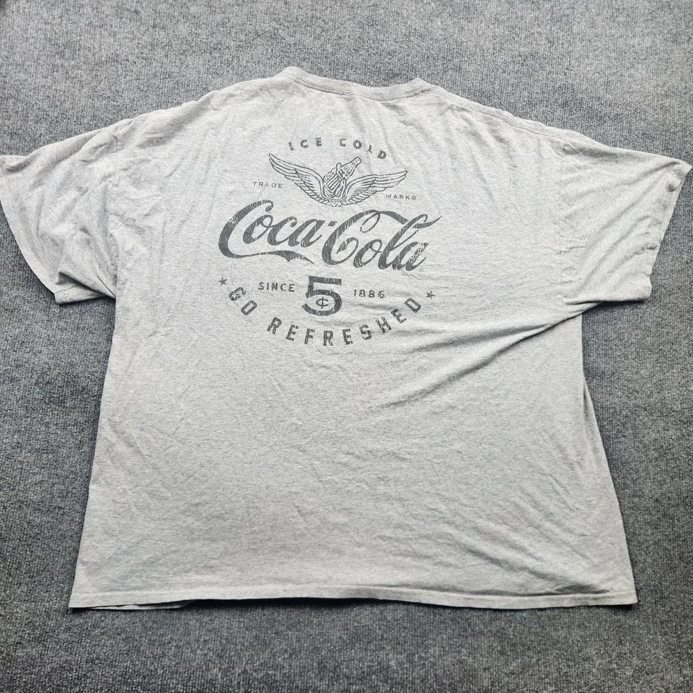Coca-Cola Mens 3XL T-Shirt Heather Grey Georgia Graphic Distressed Logo Tee